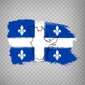 Flag of Quebec from brush strokes. Blank map of Quebec Province. Canada.