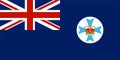 Flag of Queensland Commonwealth of Australia white disc with the light blue Maltese Cross with a Saint Edward`s Crown in the