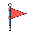 flag red pointer map location icon color illustration Royalty Free Stock Photo