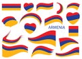 Flag of Republic of Armenia - vector ribbons and hearts and curved shapes