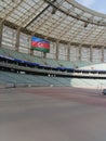 Flag of the Republic of Azerbaijan inside the Olympic Stadium, Baku, Azerbaijan