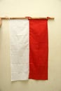 The flag of the Republic of Indonesia is red which means brave and white which means holy