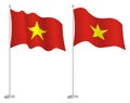 Flag of republic of Vietnam on flagpole waving in wind. Holiday design element. Checkpoint for map symbols. Isolated vector on