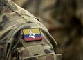 Flag of Revolutionary Armed Forces of Colombia FARC on military uniform. Revolutionary Armed Forces of Colombia Ã¢â¬â People`s