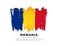 Flag of Romania. Blue, yellow and red hand-drawn brush strokes. Vector illustration isolated on white background. Flag of Romania