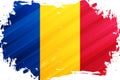 Flag of Romania brush stroke background. Romanian national flag texture.