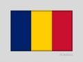 Flag of Romania. National Ensign Aspect Ratio 2 to 3 on Gray