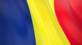 The flag of Romania. Waving silk flag of Romania. High quality render. 3D illustration