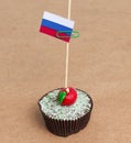 Flag of russia on cupcake Royalty Free Stock Photo