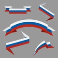 Flag of Russia. Flat ribbons set. Design elements. Vector Illustration.