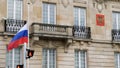 Flag of Russia flying half-mast at Russian Consulate Embassy