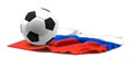 Flag of Russia and football soccer ball. 3d rendering isolated Royalty Free Stock Photo