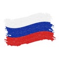 Flag of Russia, Grunge Abstract Brush Stroke Isolated On A White Background. Vector Illustration. Royalty Free Stock Photo