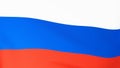 Flag of Russia, Russian flag in the wind, nationality symbol render, object closeup, full frame, abstract news background texture