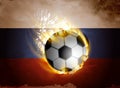 Flag of Russia with soccer ball Royalty Free Stock Photo