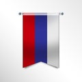 Flag of RUSSIA with texture. Realistic vector banner Hanging on a Silver Metallic Poles.Triangle flag hanging. Vertical russian Royalty Free Stock Photo