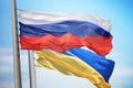Flag of Russia and Ukraine Royalty Free Stock Photo