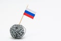 The flag of Russia on wire ball with copy paste area Royalty Free Stock Photo
