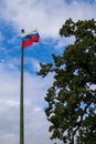 Flag of the Russian federation Russia against cloudy sky Royalty Free Stock Photo