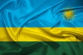 Flag of Rwanda, Rwanda Flag, National symbol of Rwanda country. Fabric and texture flag of Rwanda