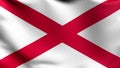 Flag of saint patrick Saltire red cross or Alabama. 3D rendering illustration of waving sign symbol