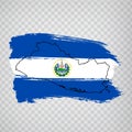 Flag Salvador from brush strokes and Blank map Salvador. High quality map Salvador and flag on transparent background