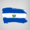 Flag Salvador from brush strokes. Flag Republic of El Salvador on transparent background for your web site design, logo, app, UI.