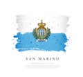 Flag of San Marino. Brush strokes are drawn by hand. Independence Day