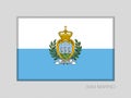 Flag of San Marino. National Ensign Aspect Ratio 2 to 3 on Gray