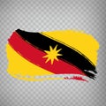 Flag Sarawak brush strokes. Waving Flag of Sarawak State on transparent background for your web site design, app, UI. Malaysia.