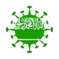 Flag of Saudi Arabia in virus shape. Royalty Free Stock Photo