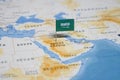 The Flag of saudi arabia in the world map Royalty Free Stock Photo