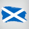 Flag Scotland from brush strokes. Flag Scotland on transparent background for your web site design, logo, app, UI. UK