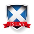 Flag of Scotland with Islay sign on ribbon