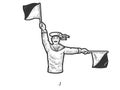 Flag semaphore letter J sketch raster illustration