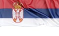 Flag of Serbia isolated on white background with copy space below. 3D rendering Royalty Free Stock Photo