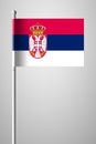 Flag of Serbia. National Flag on Flagpole. Isolated Illustration