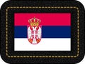 Flag of Serbia. Vector Icon on Black Leather Backdrop