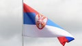 The flag of Serbia waves in the wind in slow motion