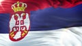 Flag of Serbia waving on sun. Seamless loop with highly detailed fabric textu