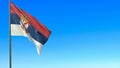 flag of serbia waving in the wind on flagpole against the sky 3d-rendering Royalty Free Stock Photo