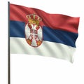 flag of serbia waving in the wind on a white background 3d-rendering Royalty Free Stock Photo