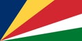 Flag of Seychelles islands. Seychelles flag on fabric. Country in Indian ocean.