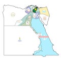 flag of Sharqia on map of Egypt Governorates