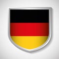 Flag shield icon black red yellow. Germany. Vector graphic
