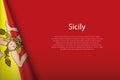 flag Sicily, region of Italy, isolated on background with copysp Royalty Free Stock Photo