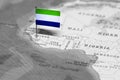 The Flag of Sierra Leone in the World Map Royalty Free Stock Photo