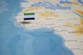 The Flag of sierra leone in the world map Royalty Free Stock Photo