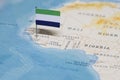 The Flag of sierra leone in the world map Royalty Free Stock Photo