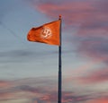 Flag with a sign Om or Aum Royalty Free Stock Photo
